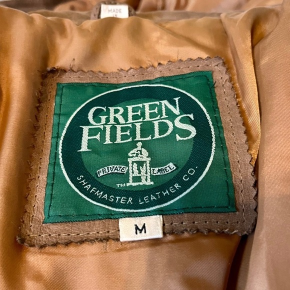 Green Fields Leather Suede Coat Size M Brown Australian Snaps Zipper Ties VTG - Picture 9 of 16